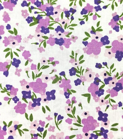 Bavlněná látka drobné kvítky fialové