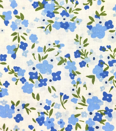 Bavlněná látka drobné kvítky modré