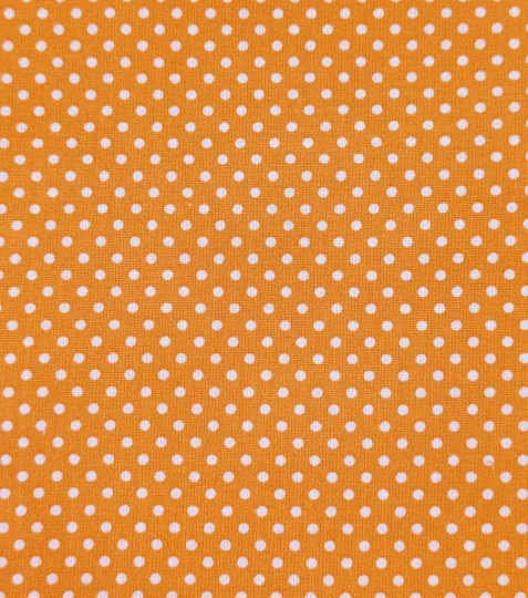Bavlněná látka puntíky oranžové 2mm