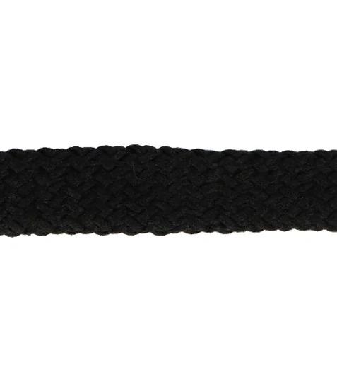 Šňůra pletená plochá černá šíře 8 mm délka 5 m