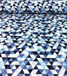Bavlněná látka triangl modrý