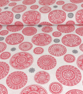 Dekorační látka mandala červená