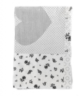 Dětská flanelová plenka patchwork šedobílý