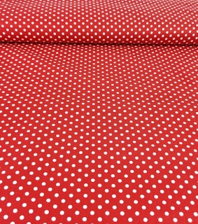 Bavlněná látka puntíky červené 6 mm