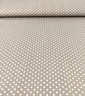 Bavlněná látka puntíky béžové 6 mm