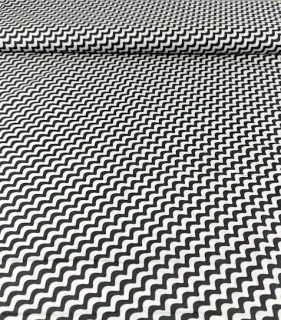 Bavlněná látka vlnky steel grey