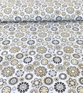 Bavlněná látka mandalky modré