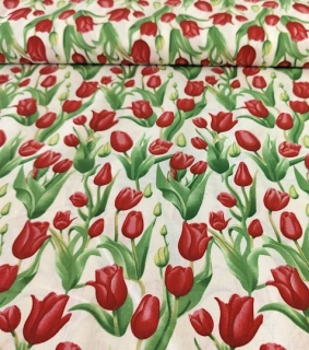 Bavlněná látka tulipány