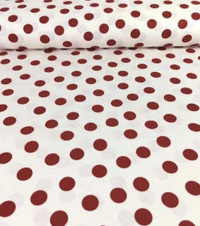 Bavlněná látka puntíky červené na bílé 2,5 cm