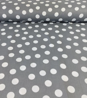 Bavlněná látka puntíky bílé na šedé 2,5 cm