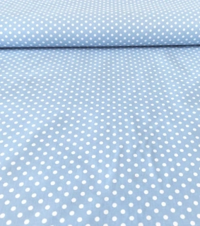 Bavlněná látka puntíky light blue 6 mm
